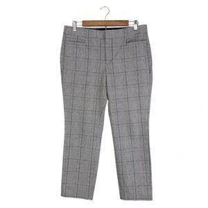 Banana Republic Sloan Pants Black Gray Plaid Flat Front Straight Leg, Size 8P